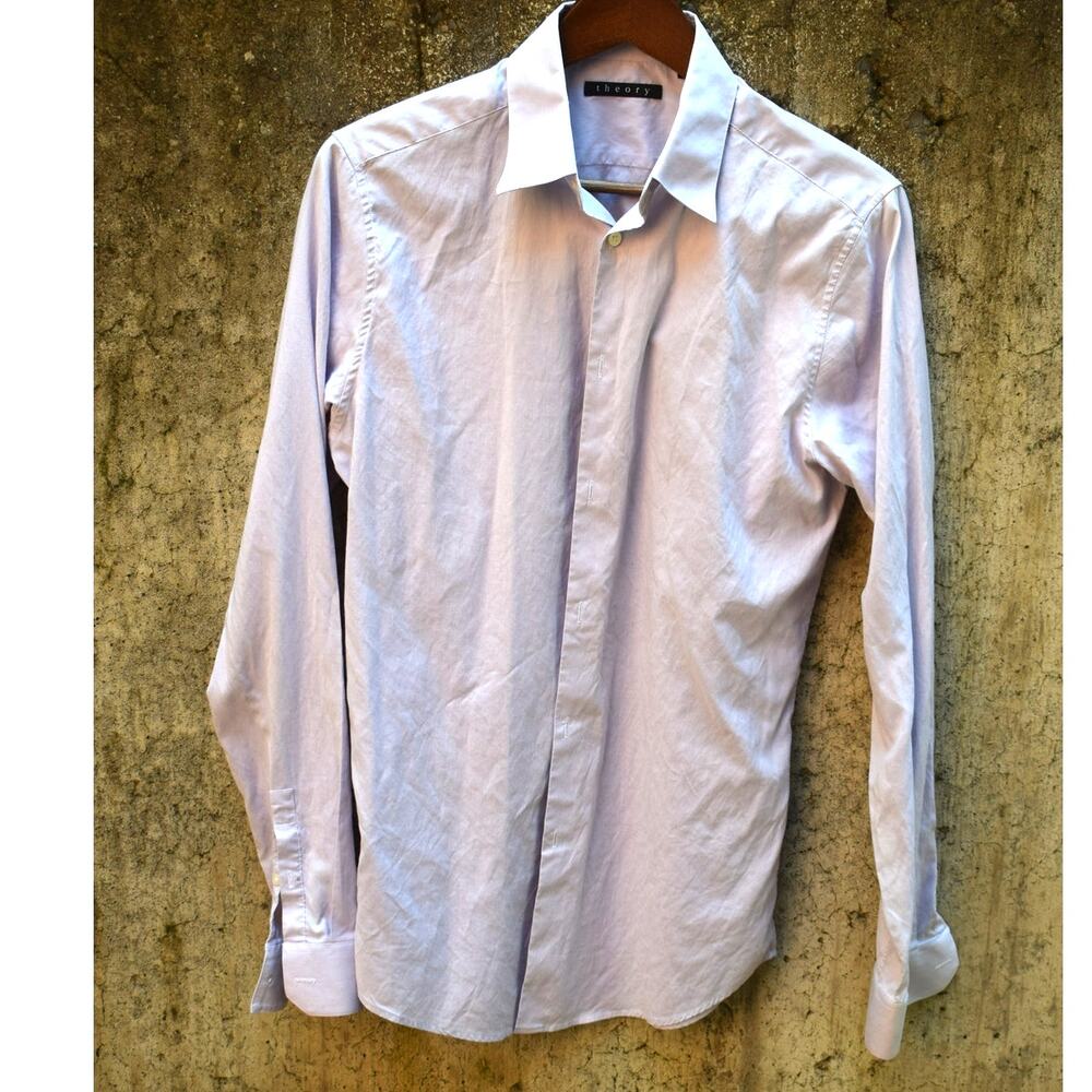 Theory Men's Lavender Dress Shirt – Size L (15 ½, 34-35) – Cotton Blend